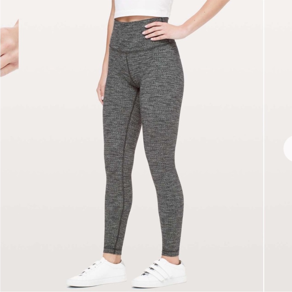 Lululemon Herringbone Wunder Under High-Rise Tight 28" Luon Variegated Knit Blk